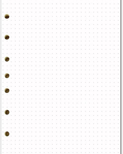 Dotted Filler Paper Pack of 100 Sheets, 7 Hole Punched Planner Refills 5 1/2 x 8 1/2 Inches, Fit 3 or 7 Ring Mini Binders