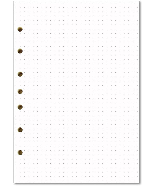 Dotted Filler Paper Pack of 100 Sheets, 7 Hole Punched Planner Refills 5 1/2 x 8 1/2 Inches, Fit 3 or 7 Ring Mini Binders