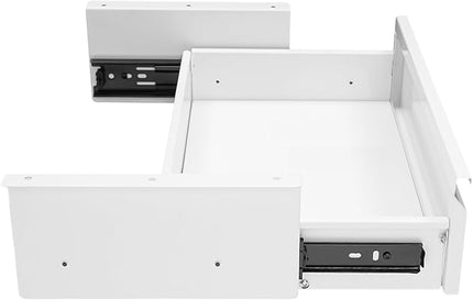 FFanhia 16 Inches Under Desk Mounted Sliding Pull-out Drawer Under Desk Storage Drawer for Sit Stand Workstation Office Desk(Applicable Table Thickness: 0.79in) White