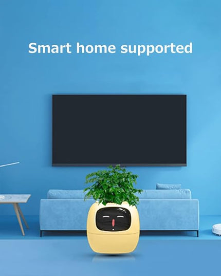 Intelligent flower pot, electronic bud, maintenance plant assistant, fun interactive flower pot, indoor green planting monitoring, LCD screen display, cell phone APP connection (Yellow)