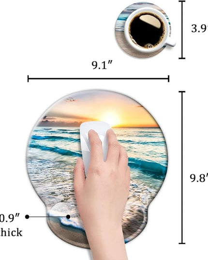 Ergonomic Mouse Pad with Wrist Support,Mouse Pad with Wrist Rest,Relieve Wrist Pain Mousepad Non-Slip Rubber Base,Mouse Pads for Desk,Computers,Laptop,Office,Home,Accessories Golden Beach