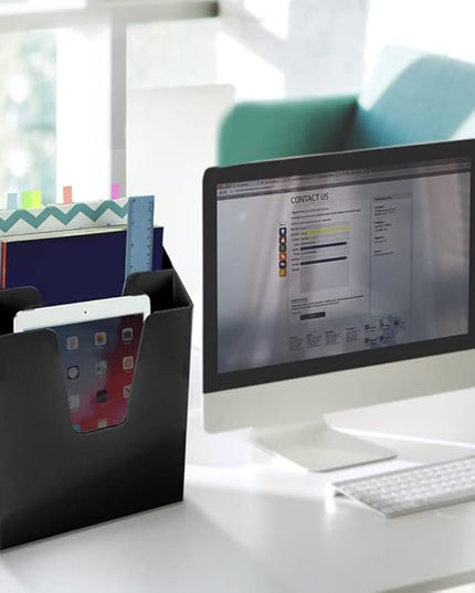 Acrimet Vertical Triple File Folder Holder Organizer, File Sorter (Plastic) (Black Color)