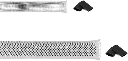 100ft Braided Wire Loom Sleeving Kit,Cable Management Sleeve,Wire Protector Tubing,Cord Organizer Used at Home or Office, to Protect Cables in Automotive, Military, Marine(White,1/4inch,1/2inch)