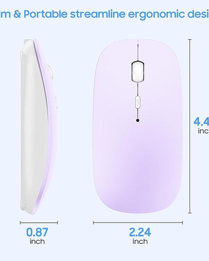 SUNGI Bluetooth Mouse,Rechargeable Wireless Mice for MacBook Pro/MacBook Air,Bluetooth Wireless Mouse for Laptop/PC/Mac/iPad pro/Computer,Purple