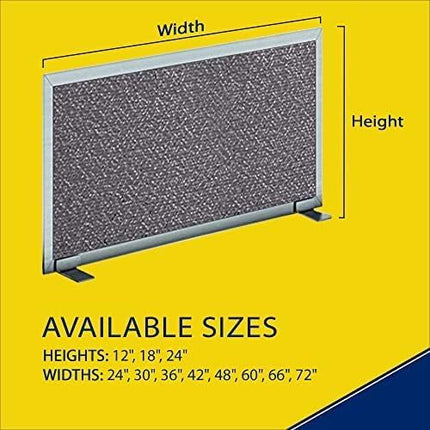 OBEX Acoustical Free Standing Privacy Screen, Cubicle Accessories Desk Privacy Panel, Desk Dividers for Office, Office Furniture Partitions Portable Sound Proof Dividers, 12" x 66", Graphite