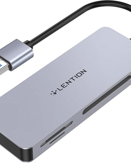 LENTION USB A Card Reader, 3-in-1 USB 3.0 to CF/SD/Micro SD Card Adapter, Read for SDXC, SDHC, MMC, RS-MMC, Micro SDXC, Micro SD, Micro SDHC and UHS-I Cards, CF Type I (CB-H12, Space Gray)