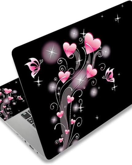Laptop Skin Sticker Decal,12" 13" 13.3" 14" 15" 15.4" 15.6 inch Laptop Vinyl Skin Sticker Cover Art Protector Notebook PC (2 Wrist Pad Skins Included), Decorative Waterproof Removable, Pink Hearts