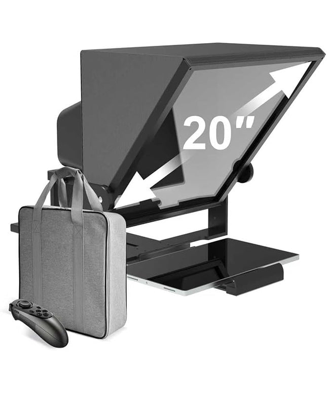 20-Inch HD Wide-Angle Teleprompter, Manually Adjustable Height, Compatible with Multiple Devices, Includes Remote Control & Free Teleprompter App