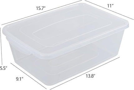 12 Packs Plastic Storage Box Clear, Storage Plastic Containers with Lid, 16 Quart