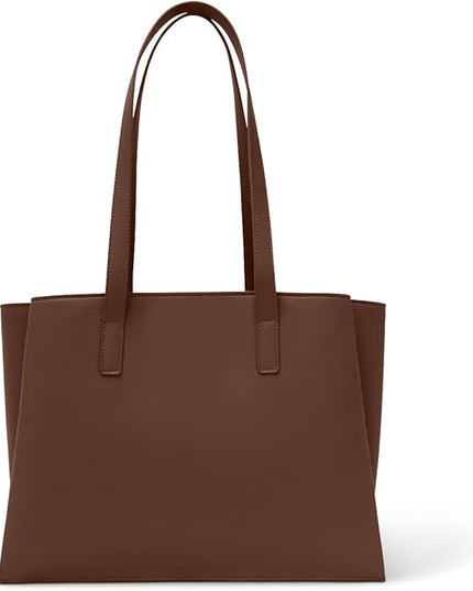 Work Tote Bags for Women 14 Inch - Work Bag Laptop Bag with Zip Compartments - Large PU Leather Office Computer Briefcase