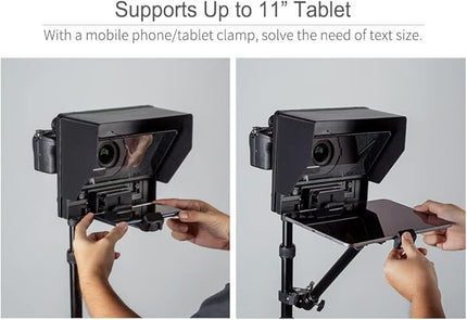 FEELWORLD TP10 10" Portable Foldable Teleprompter for Up to 11" Smartphone Tablet Prompter Phone DSLR Camera Video Record for Live Stream Interview Speech with Remote Control