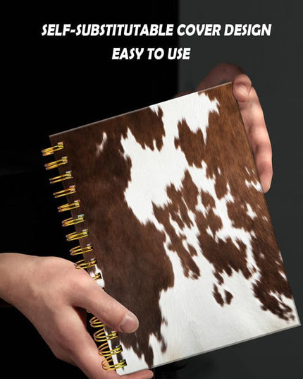 Spiral Journal Notebook for Women,A5 College Ruled Notebooks 6"x 8.4", 120 Pages (60 Sheets) Lined Journal with Premium Thick Paper,Perfect for School Office Home(Brown Cow Cowhide)