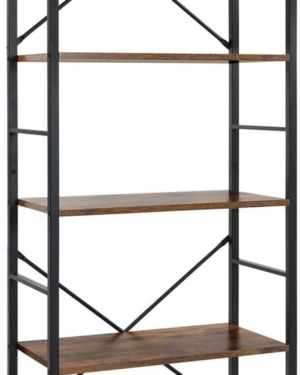 CAPHAUS 5 Tier Bookshelf, 24 Inch Width Free Standing Shelf, Bookcase Shelf Storage Organizer, Industrial Book Shelves for Home Office, Living Room, Kitchen, Rustic Oak