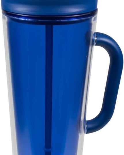 COOL GEAR 3-Pack 26 oz Spritz Tumbler with Straw and Handle | Pressure Fit Lid, Colored Re-Usable Tumbler Water Bottle with Straw and Handle - Blueberry Pack