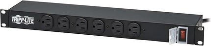 Tripp Lite 12-Outlet Rackmount PDU Power Strip, Network-Grade Front & Rear Facing Outlets, 15A, 120V, 15ft Cord with 5-15P Plug, Horizontal 1U Rack Mount, Lifetime Manufacturer's Warranty (RS-1215)