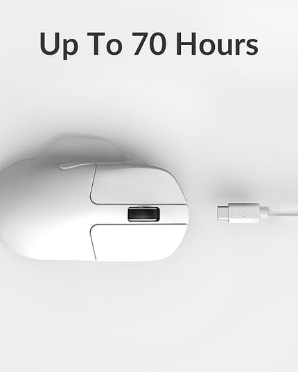Keychron M7 Wireless Computer Mouse, 26K DPI Optical Computer Mouse, 2.4 GHz/Bluetooth/Wired with Macro Button 63g Lightweight Ergonomic, Up to 70 Hours Worktime for Laptop macOS/Windows - White