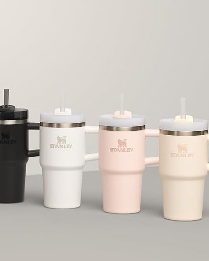 STANLEY Quencher H2.0 Tumbler with Handle and Straw 14 oz | Flowstate 3-Position Lid | Cup Holder Compatible for Travel | Insulated Stainless Steel Cup | BPA-Free | Rose Quartz 2.0