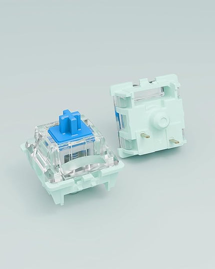 Jade Series 3.0 Blue Clicky Keyboard Switches,3-Pin 60gf 15mm Dual-Stage Spring Pre-lubed Switches for MX Mechanical Keyboard(Blue,45Pcs)