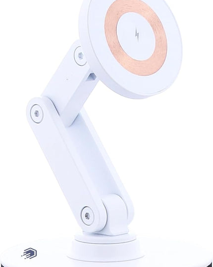 ClikDock Cell Phone Magnetic Wireless Charger Stand, 360° Spin, Aluminum Construction, Compatible with MagSafe Phones for iPhone & Andriod (White)