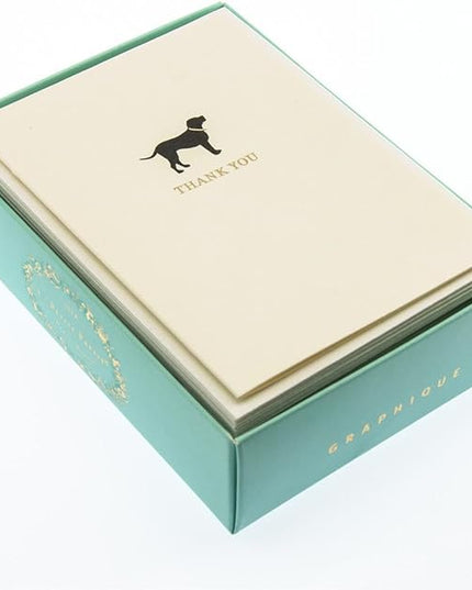 Graphique La Petite Presse Boxed Blank Thank You Cards - Black Lab with Gold Foil - Perfect Thank Yous for Gifts, Weddings, Bridal Showers, and More - Pack of 10 Cards with Envelopes (3.25 x 4.75")