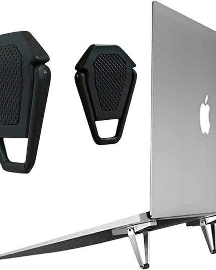 MIYKUISH Portable Invisible Laptop Stand - 2PCS zinc Alloy Laptop Mini Stand Heat Dissipation pad, Laptop Lifter Suitable for 12-20 inch Laptop (One Size Mutil Color) (Black)