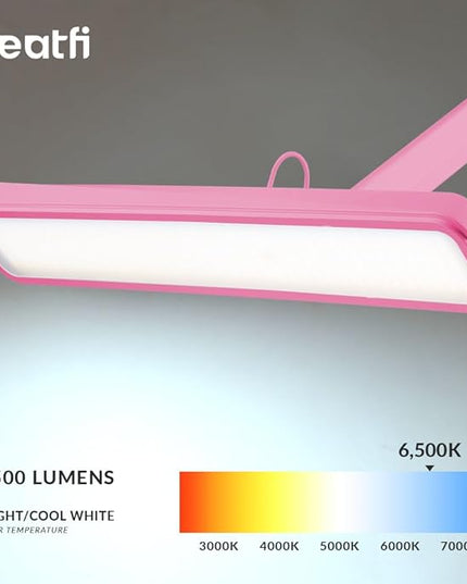 Neatfi XL 2,500 Lumens LED Task Lamp, 22 Inches Wide, 30W, 162 Pcs SMD LED, Eye-Caring, Desk Light with Clamp for Home, Office, and Study Room (Non-CCT, Pink)