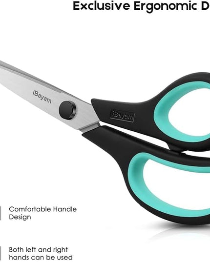 School Office Scissors Bulk, Set of 24-Pack, 8" All Purpose Sharp Scissors with Comfort-Grip Handles for High/Middle School Student Teacher, Office Home Sewing Fabric Supplies, for Right Left Handed