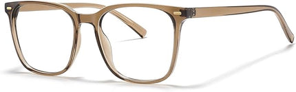 MACJERO 2-Pack Oversized Square Blue Light Blocking Glasses for Women Men, Anti-Fatigue Computer Monitor Gaming Glasses Reduce Eye Strain(transparent Brown+Brown)