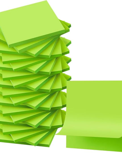 (24 Pads) Sticky Notes 3x3 inch, Self-Stick Pads Bright Colors Sticky Note, Recyclable, Easy to Post for Home, Office, Notebook (Bright Green)
