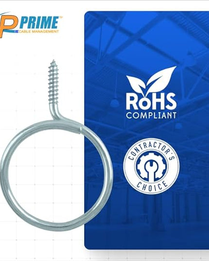 Cable & Wire Support Heavy Duty 2 Inch Threaded Bridle Rings Wood Screw, Cable Ring Hangers for Low Voltage Cable Management