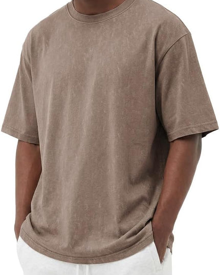 COOFANDY Men's Cotton T-Shirts Oversized Shirt Short Sleeves Streetwear Loose Fit Summer Tee Tops Washed Basic Unisex Shirts