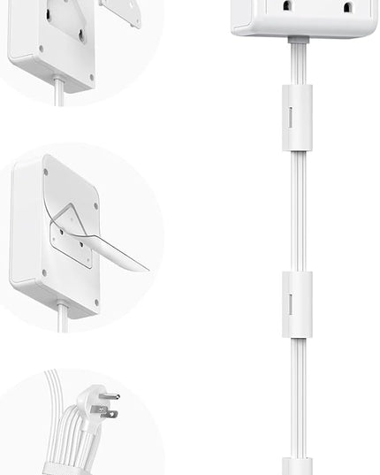 Short Power Strip 2FT - Flat Wall Extension Cord with 4AC Outlet and 3 USB Ports(1 Type C), Multi Plug Outlet Extender Small Surge Protector for Home Office Dorm, White