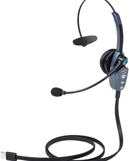 BlueParrott B250-XTS Mono Bluetooth Wireless Headphones 91% Noise Canceling Over Head Trucker Headset with Mic, Lightweight Design with Adjustable Headband, 20 hrs. Talk Time, Blue