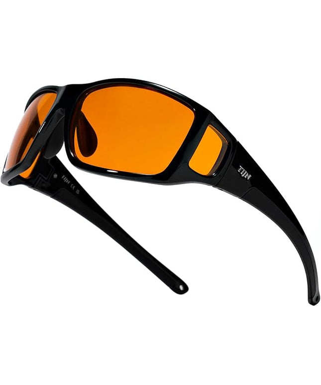 TIJN Sonia Sleep Glasses for Blue & Green Light Blocking,Red Lens with Dual AR Coating,Wraparound Frame for Gaming Screen