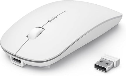 TECKNET Bluetooth Wireless Mouse, Rechargeable Silent Portable Computer Mouse, 6 Adjustable DPI, Dual Mode (Bluetooth 5.2/3.0 and 2.4G USB Receiver) for Laptop, iPad, MacBook, PC, Desktop, Android