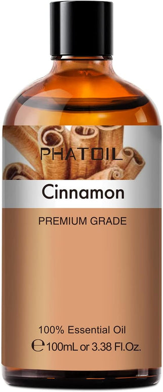 PHATOIL 100ML Cinnamon Essential Oil, Huge 3.38fl.oz Bottle Cinnamon Oil, Aromatherapy Oils for Diffuser, Humidifier, DIY, Essential Oil Singles