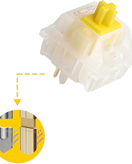 Gateron Milky Yellow Pro Keyboard Switches, Linear 5 Pin 50gf RGB LED Factory Pre Lubed Key Switches for MX Mechanical Keyboard(72Pcs)