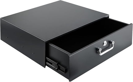 3U Rack Drawer, Rack Mount Drawer Designed for 19-inch Network Equipment, Servers, AV Racks, or Cabinet Enclosures. Sliding and Lockable Server Rack Drawer Features Cable Management Holes