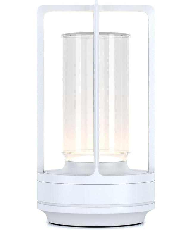 Portable Metal Table Lamp for Indoor/Outdoor ,Rechargeable Cordless LED Lamp, 3-Colour Infinitely Dimming Battery Powered Small Desk Lamp, Restaurant/Bedroom/Bar/Coffee Shop/Camping Light (White)