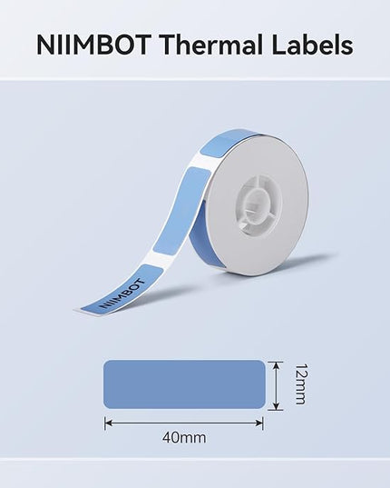 NIIMBOT Label Maker Tape for D11/D110/D101 Label Maker, 12 x 40 mm (0.47'' x 1.57'') for Home Office Labeling Tape Replacement, Blue