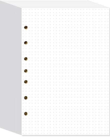 Dotted Filler Paper Pack of 500 Sheets 5.5”x8.5" for 3-Ring & 7-Ring Mini Binders, 7 Hole Punched