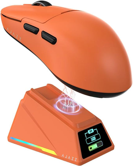 AJAZZ AJ159 APEX Wireless Gaming Mouse 2.4G Wired BT|RGB Magnetic Screen Charging Dock|Lightweight|42K Optical Tracking|400mAh Battery |PAW3950APEX Sensor.