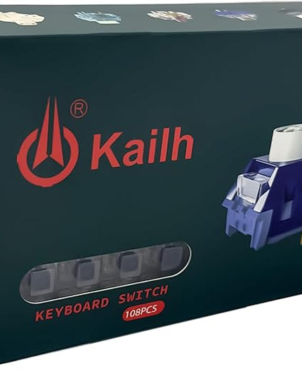 Kailh Box Navy Switches for Mechanical Gaming Keyboard,3-Pin 60gf Clicky/Factory Lubed/IP56 Dust&Waterproof Switches(Kailh Box Navy,108Pcs)