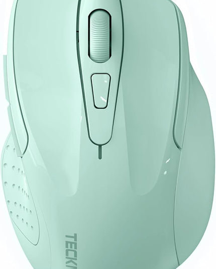 TECKNET Wireless Mouse (2.4G & BT5.0/3.0) Silent 4800 DPI Computer USB A & Bluetooth Mouse 6 Buttons, Wide Compatibility - Green