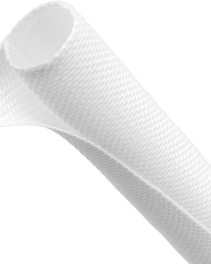 Automotive Wire Loom Tubing, Split Braided Cord Protectors from Pets No Chew, Flexible Cable Sleeve Cable Management for TV/Computer/Electric Wires (White, 3/4"-25ft)