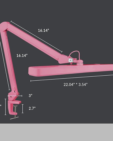 Neatfi XL 2,500 Lumens LED Task Lamp, 22 Inches Wide, 30W, 162 Pcs SMD LED, Eye-Caring, Desk Light with Clamp for Home, Office, and Study Room (Non-CCT, Pink)