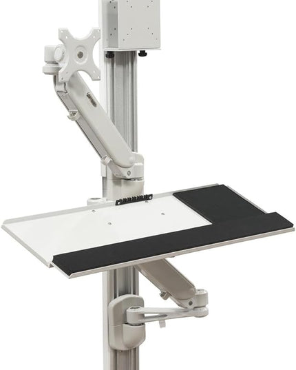 Displays2go Wall Mounted Computer Station, Monitor Mount, CPU Holder, Adjustable Arms (DWSSW01WT)