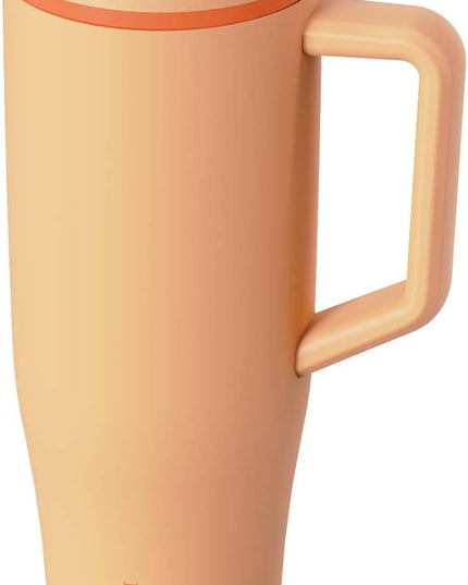 KISSKIND 40 oz Tumbler with Handle and Straw | Lumi Spin Hidden Straw 100% Leakproof Insulated Tumbler | Stainless Steel Water Bottle for Mom, Nurse, Teacher | Orange