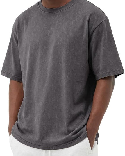 COOFANDY Men's Cotton T-Shirts Oversized Shirt Short Sleeves Streetwear Loose Fit Summer Tee Tops Washed Basic Unisex Shirts