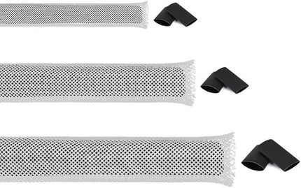 75ft Braided Wire Loom Sleeving Kit,Cable Management Sleeve,Wire Protector Tubing,Cord Organizer Used at Home or Office, to Protect Cables in Automotive,Military, Marine(White,1/4inch,1/2inch,3/4inch)